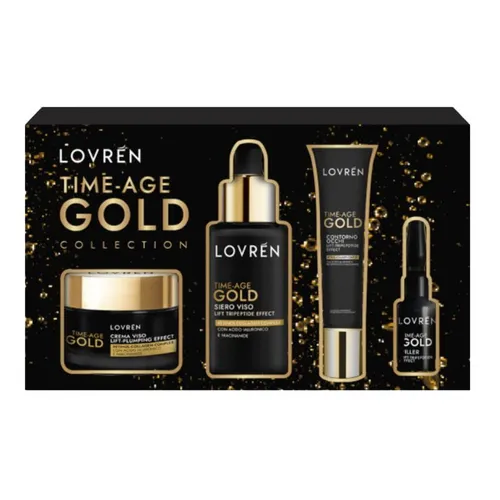 Lovrén zestaw Time-Age Gold: krem z retinolem i niacynamidami 30ml + serum przeciwstarzeniowe z tripeptydem-28 30ml + serum liftingujące pod oczy z peptydami 15ml + filler ampułka z peptydami 5ml