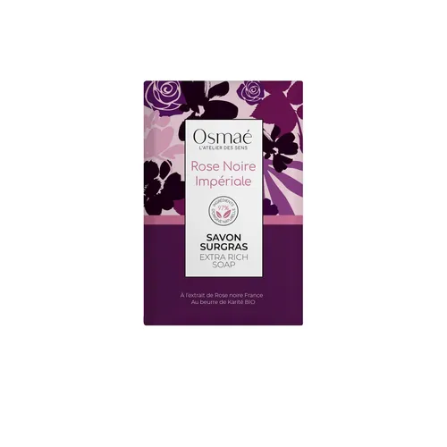 Odżywcze mydło roślinne z masłem shea o zapachu IMPERIAL BLACK ROSE kwiaty czarnej róży i wanilii, kostka 200 g