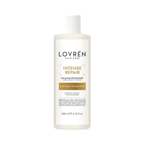 Lovrén szampon regenerujący z keratyną roślinną i olejem macadamia INTENSE REPAIR, 200 ml