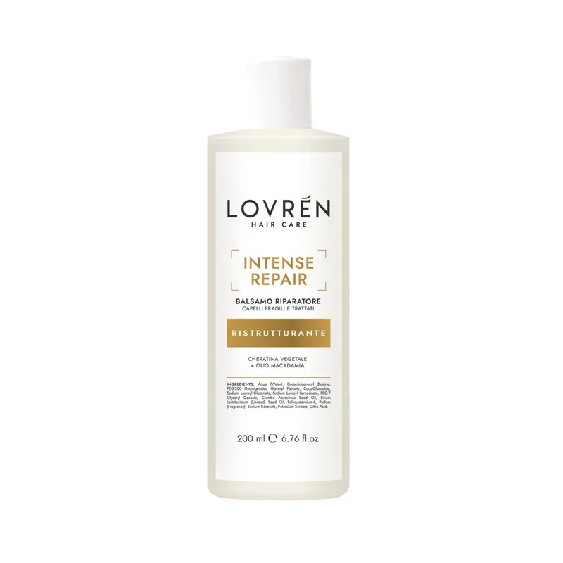 Lovrén szampon regenerujący z keratyną roślinną i olejem macadamia INTENSE REPAIR, 200 ml