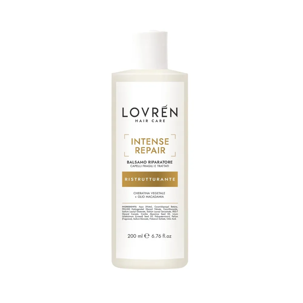 Lovrén szampon regenerujący z keratyną roślinną i olejem macadamia INTENSE REPAIR, 200 ml