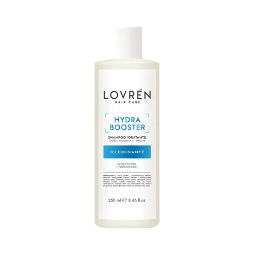 Lovrén szampon do włosów suchych i odnowy hydrolipidowej skóry głowy, z fermentowaną wodą ryżową oraz mieszanką polisacharydów i kwasu hialuronowego HYDRA BOOSTER, 250 ml