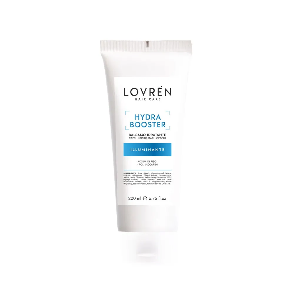 Lovrén odżywka nawilżająca z fermentowaną wodą ryżową oraz mieszanką polisacharydów i kwasu hialuronowego HYDRA BOOSTER, 200 ml