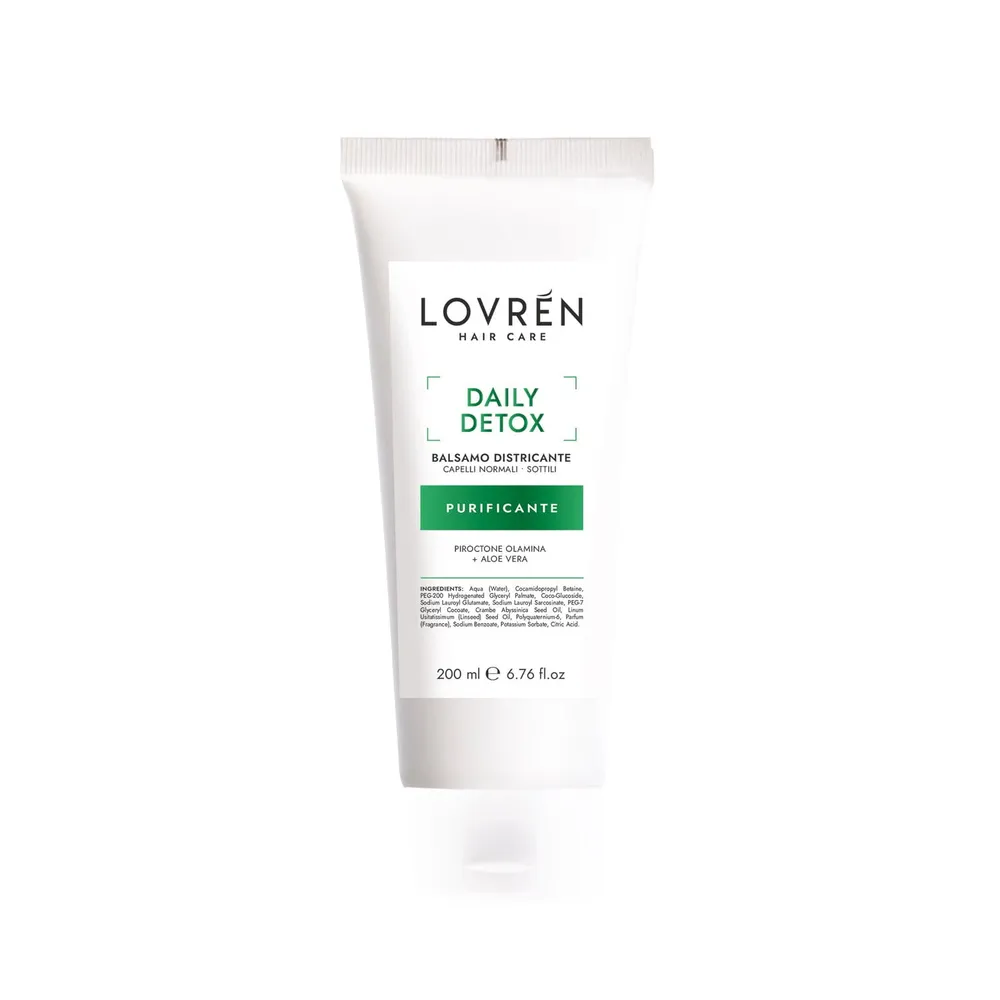 Lovrén odżywka oczyszczająca do włosów przetłuszczających się z ekstraktem matchy, aloesu i kameli oraz piroktonem olaminy DAILY DETOX , 200 ML