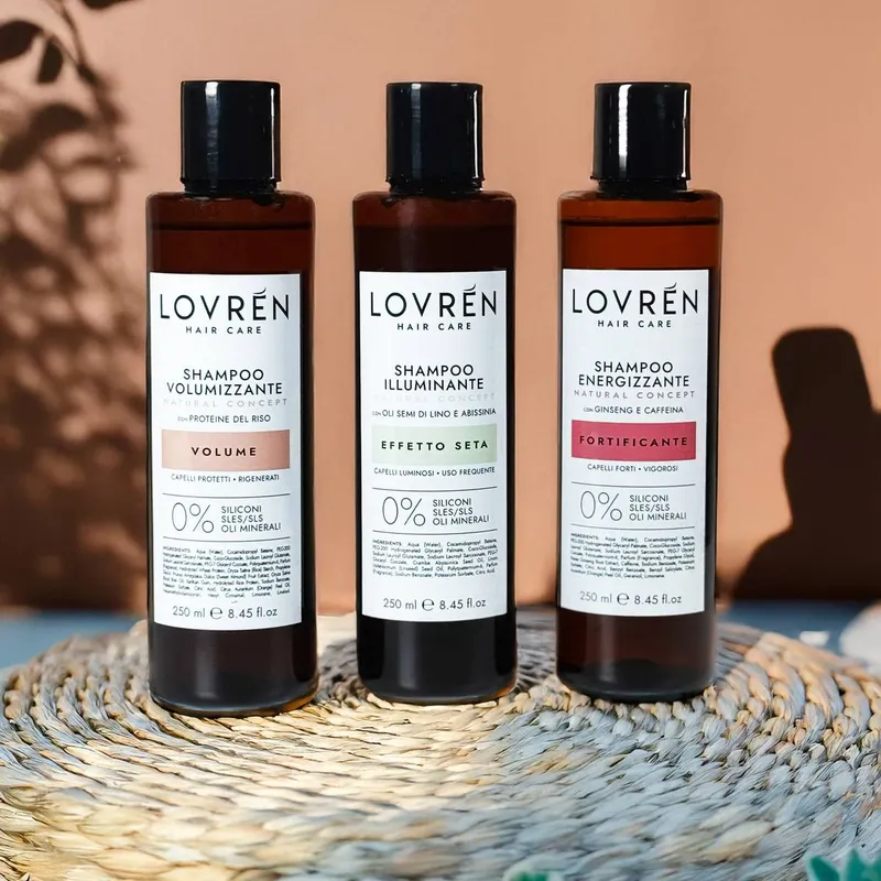 Lovrén szampon nawilżający i oczyszczający z olejem abisyńskim i olejem lnianym, efekt rozświetlenia, 250 ml