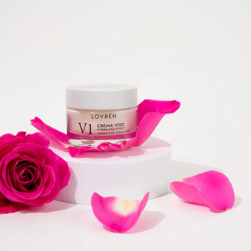 Lovrén głęboko nawilżający i odżywczy krem do twarzy z niskomolekularnym kwasem hialuronowym, wit E i ekstraktem z aloesu i róży damasceńskiej V1, 30 ml
