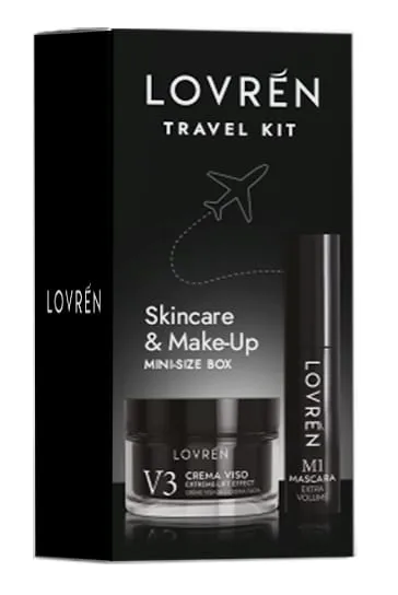 Lovrén zestaw podróżny: M1 Mascara Mini Extra Objętość, 5 ml + liftingujący krem do twarzy V3 Extra-Lift Effect, 15 ml