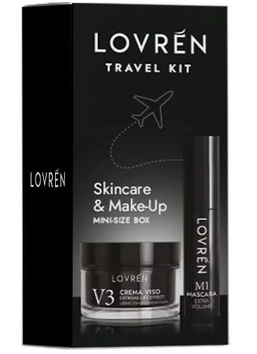 Lovrén zestaw podróżny: M1 Mascara Mini Extra Objętość, 5 ml + liftingujący krem do twarzy V3 Extra-Lift Effect, 15 ml