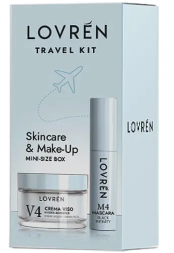 Lovrén zestaw podróżny: M4 Mascara Mini Efekt Sztucznych Rzęs, 5 ml + równowaga hydrolipidowa krem do twarzy V4 Hydra-Booster, 15 ml