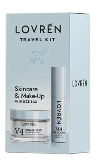 Lovrén zestaw podróżny: M4 Mascara Mini Efekt Sztucznych Rzęs, 5 ml + równowaga hydrolipidowa krem do twarzy V4 Hydra-Booster, 15 ml